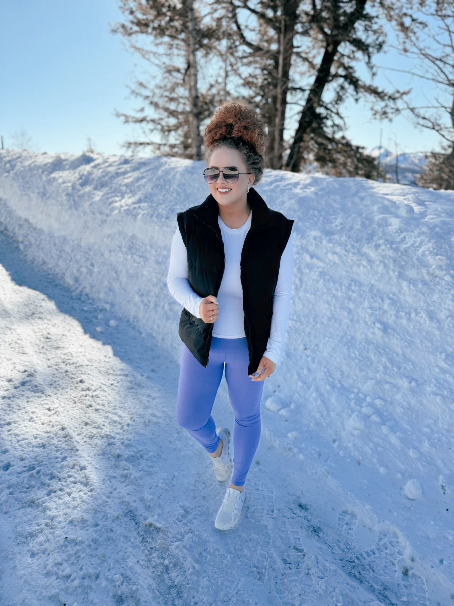Snowy mornings + cozy layers = my kind of winter ❄️✨ Loving these comfy vibes! 🥰 black puffer vest | Amazon puffer vest | white fitted long sleeve | Amazon long sleeve | purple leggings | Amazon leggings | white On Cloud sneakers | On Cloud sneakers outfit | Amazon aviators | winter outfit | casual winter look | cozy winter outfit | snow day outfit | winter layering | Amazon winter fashion | winter athleisure | snow photoshoot outfit | casual winter outfit | winter street style | weekend winter outfit | snow day style | Amazon fashion | winter weekend look | winter chic outfit | snow day layering | purple leggings outfit | white long sleeve outfit


#LTKgrwm #LTKMidsize #LTKootd