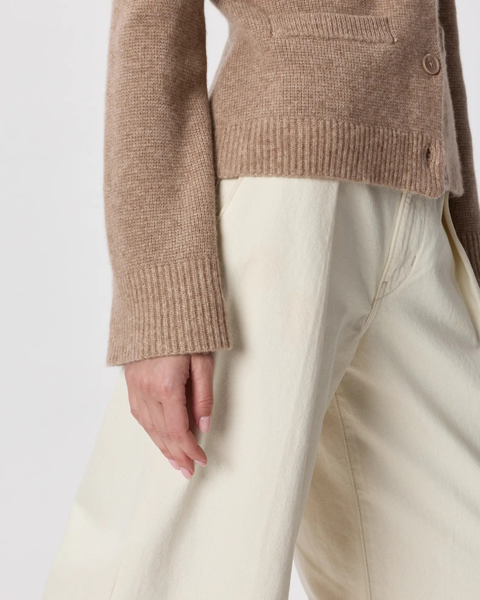 Mongolian Cashmere Structured Cardigan in Oatmeal | Quince