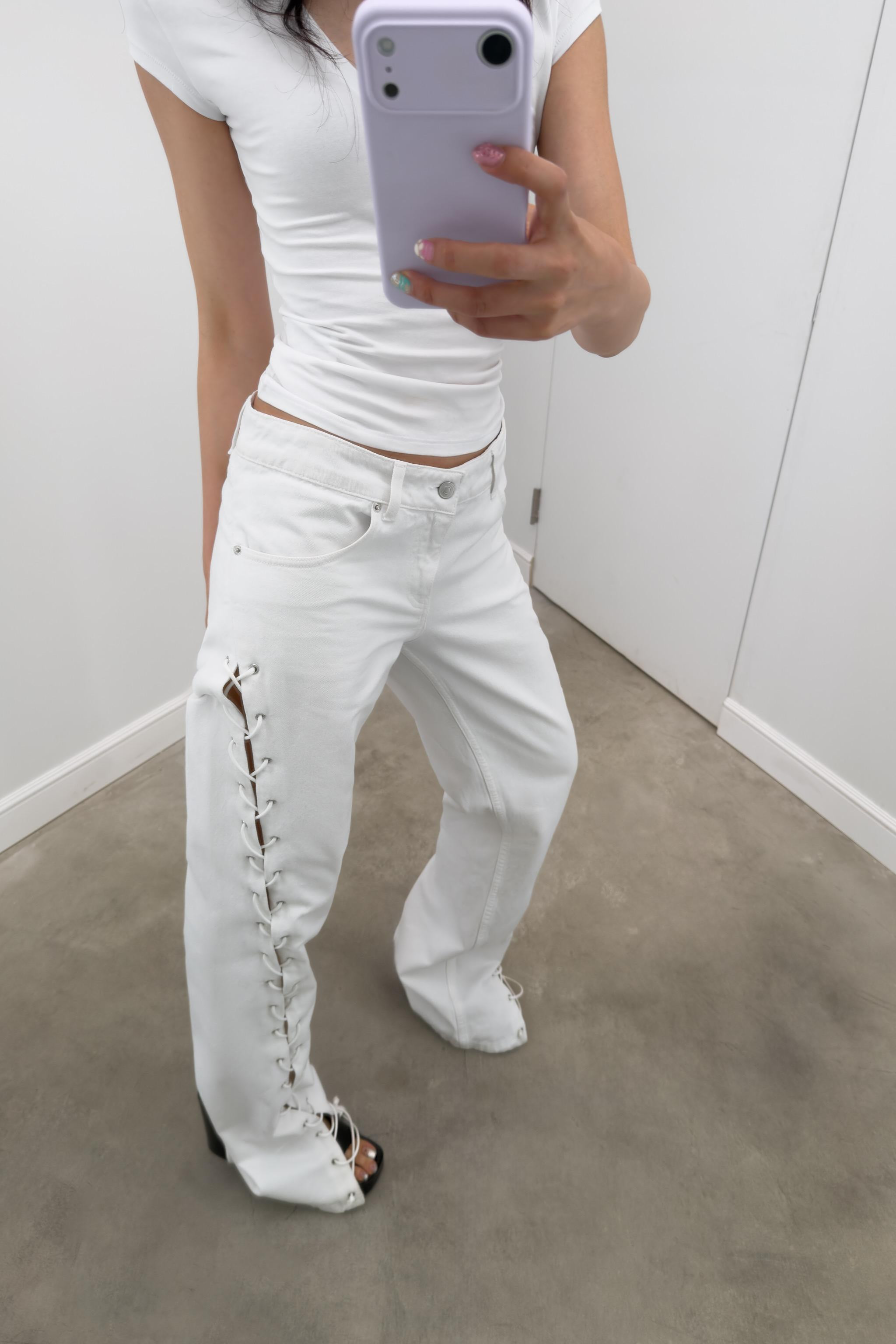 TRF MID RISE STRAIGHT LEG LACE-UP JEANS | Zara US