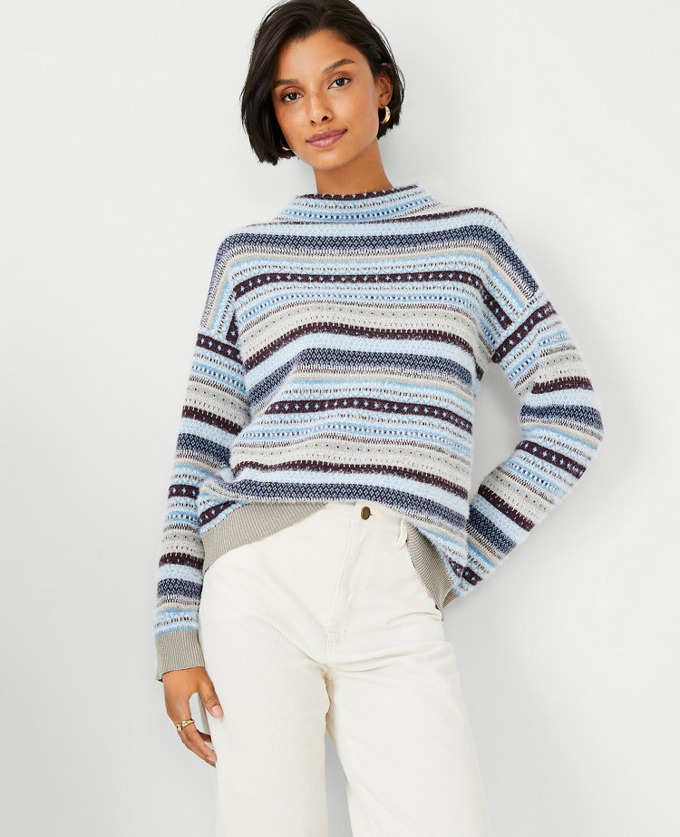 Sparkle Fair Isle Funnel Neck Sweater | Ann Taylor (US)