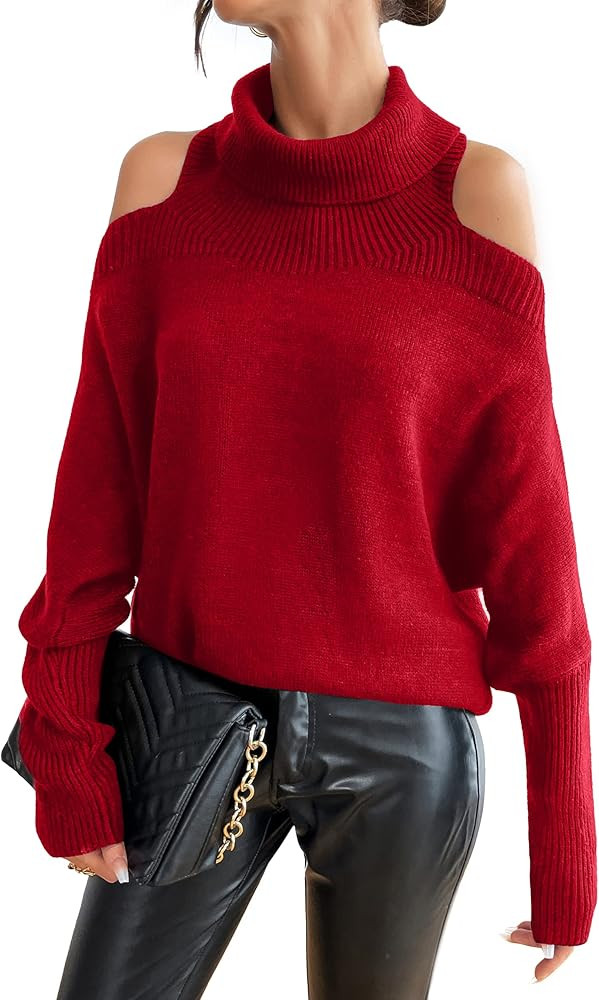 Amazon.com: Blooming Jelly Womens Off Shoulder Sweater Cold Shoulder Black Sweater Cut Out Going ... | Amazon (US)