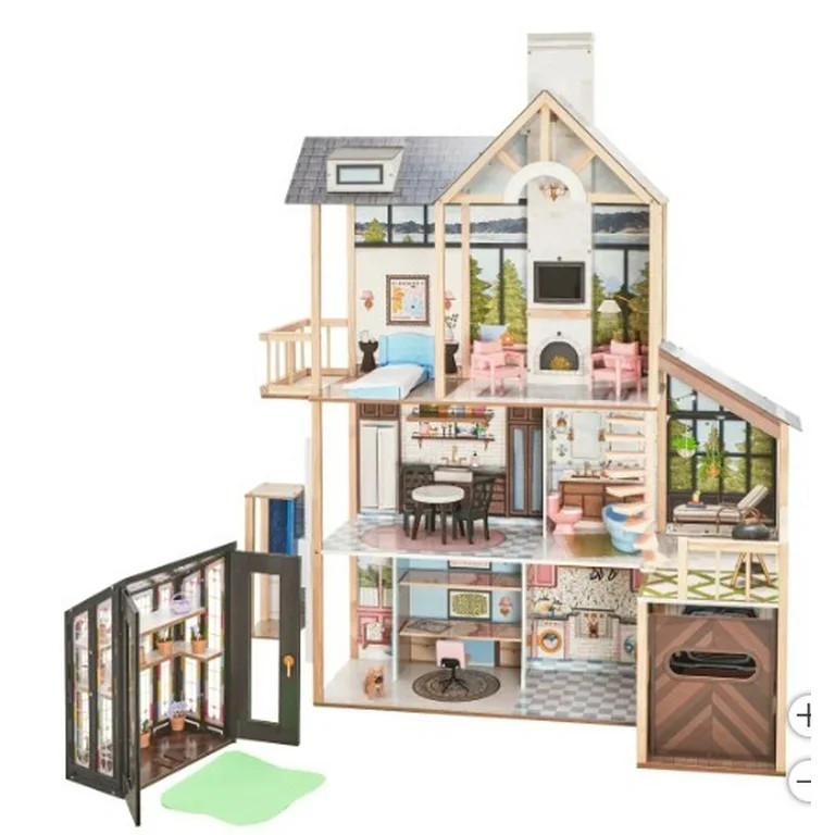 Lakeview Villa Wooden Dollhouse & Greenhouse | Walmart (US)