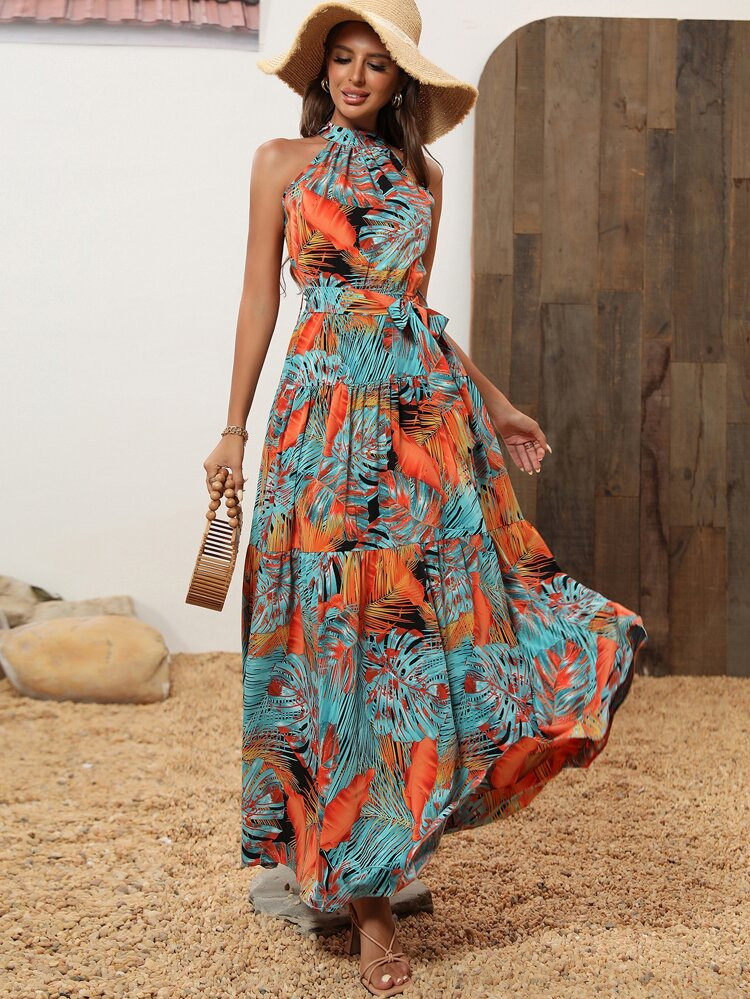 $19.99        
    (500+)
        
      SHEIN VCAY Tropical Print Belted Halter Dress
       
  ... | SHEIN