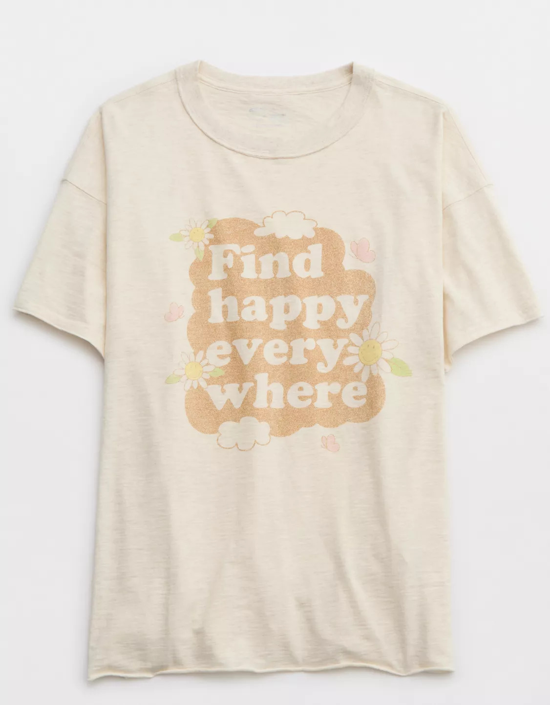 Aerie Smiley® Graphic Oversized Boyfriend T-Shirt | Aerie