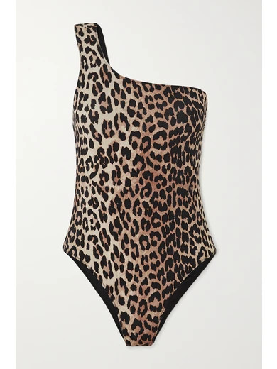 GANNI - One-shoulder Leopard-print Swimsuit - Leopard print | NET-A-PORTER (US)
