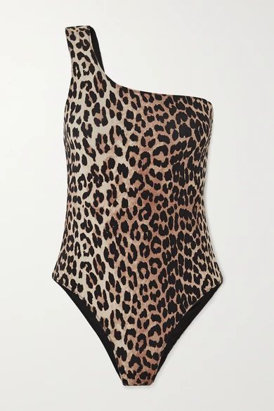 GANNI - One-shoulder Leopard-print Swimsuit - Leopard print | NET-A-PORTER (US)