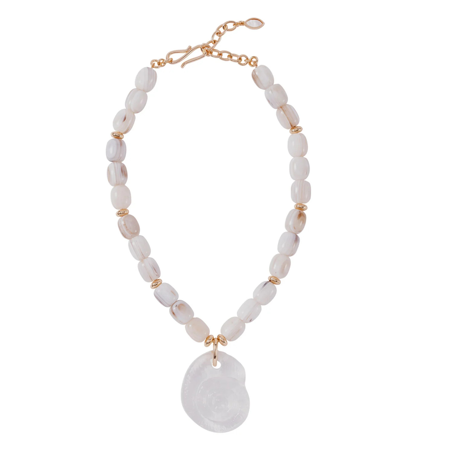 Claudia Necklace | Beaded Necklace with Shell Pendant | Mignonne Gavigan