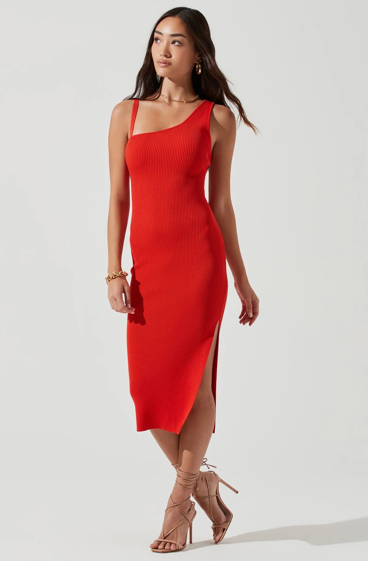 Romi Asymmetrical Neck Bodycon Midi Dress | ASTR The Label (US)