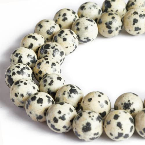 100pcs 6mm Dalmatian Stone Beads Natural Gemstone Beads Round Loose Beads for Crafting and Jewelry Making | Amazon (US)