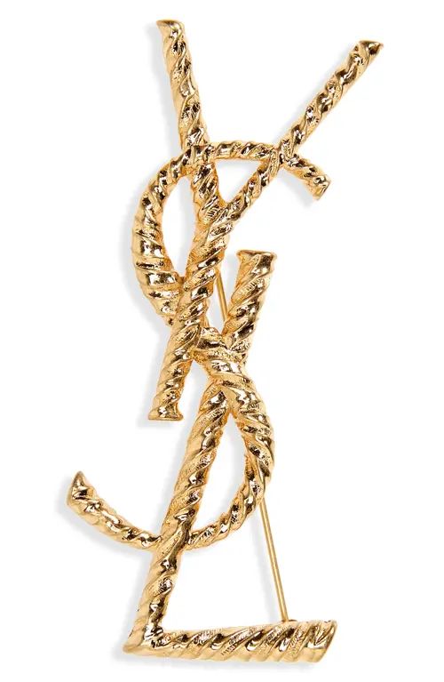 Saint Laurent Opyum YSL Twisted Brooch in Or Laiton at Nordstrom | Nordstrom