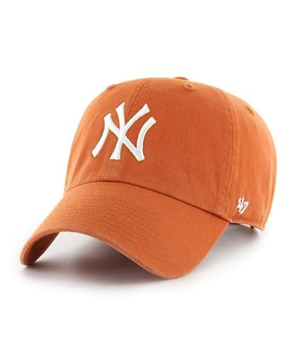 47 New York Yankees Mens Womens Clean Up Adjustable Strapback Clay Orange Hat with White Logo | Amazon (US)