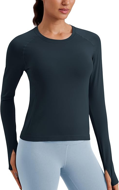 CRZ YOGA Womens Seamless Workout Long Sleeve Shirts Quick Dry Gym Athletic Tops Breathable Runnin... | Amazon (US)
