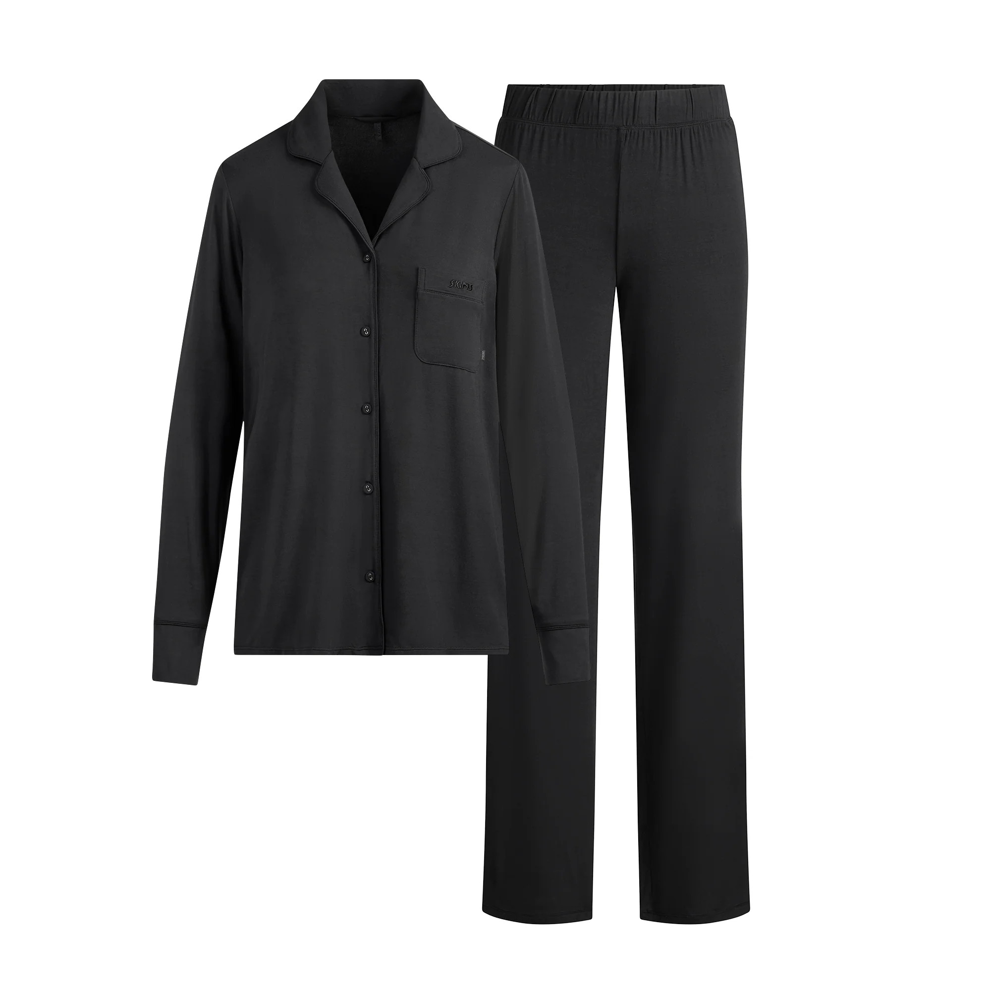 SKIMS SLEEP LONG SLEEVE BUTTON UP SET | ONYX | SKIMS | SKIMS (US)