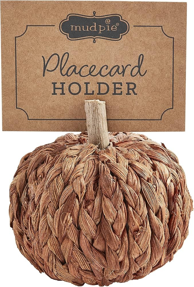 Mud Pie, Orange, 3" x 3" Dia Thanksgiving Husk Pumpkin Placecard Name Holder | Amazon (US)