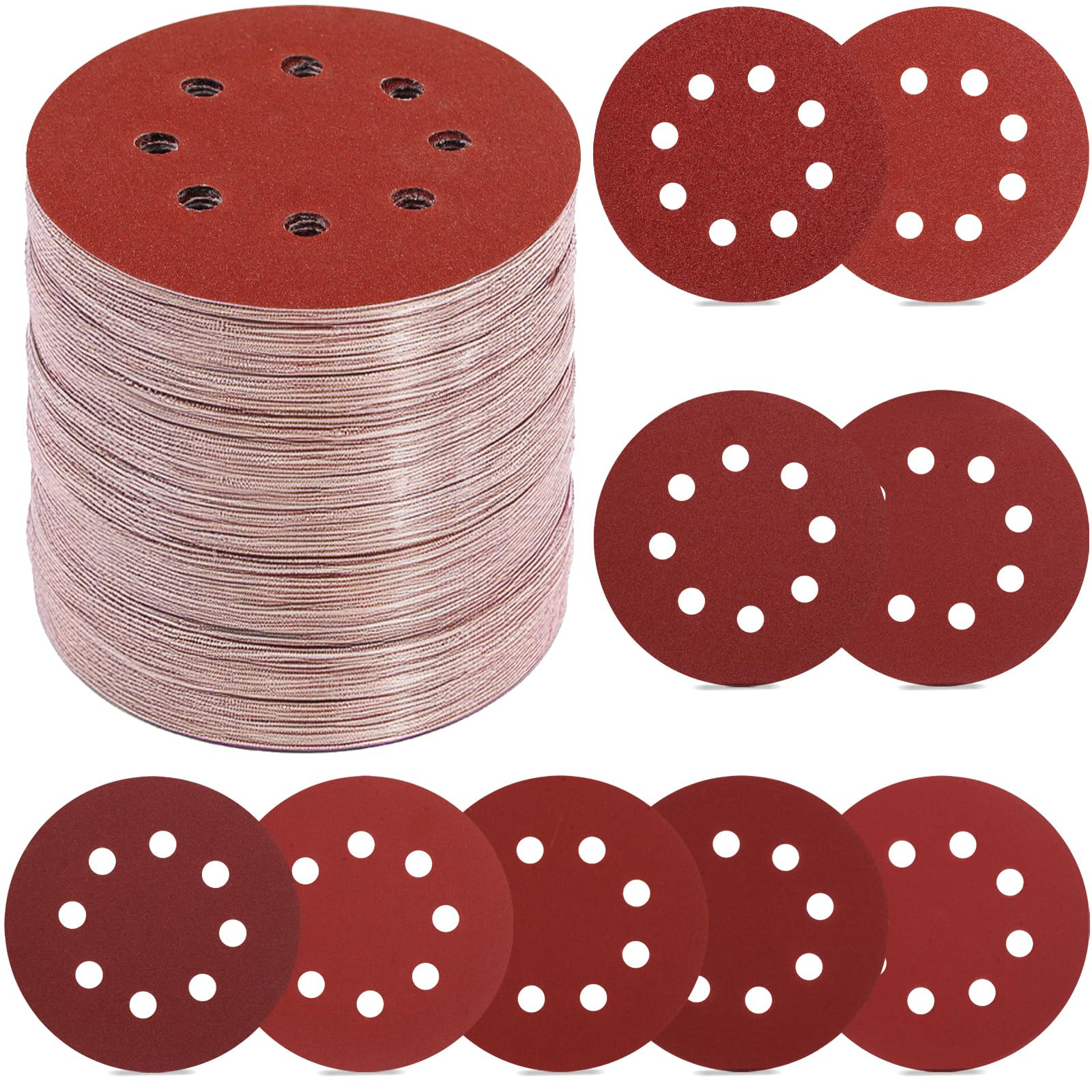 70 PCS 5 Inch Sanding Discs, 40 80 120 180 240 320 400 600 800 Grit Hook and Loop Sandpaper for R... | Amazon (US)
