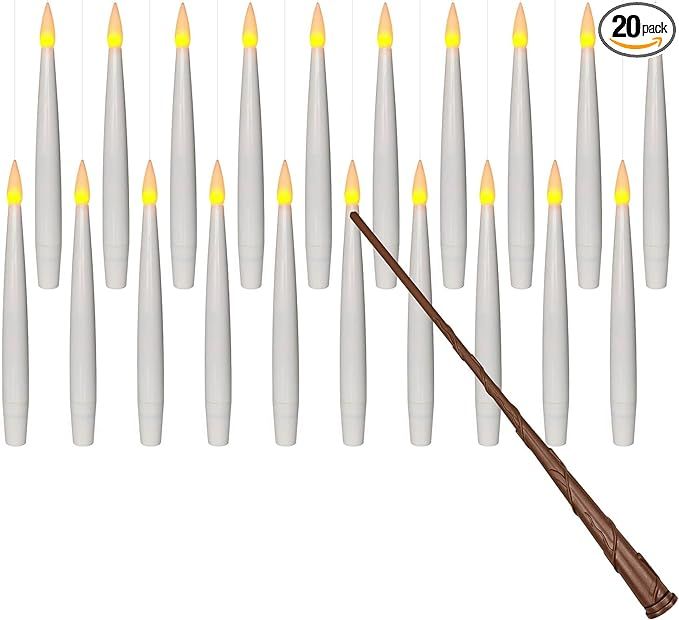 Leejec 20pcs Flameless Taper Floating Candles with Magic Wand Remote, Flickering Warm Light, Batt... | Amazon (US)