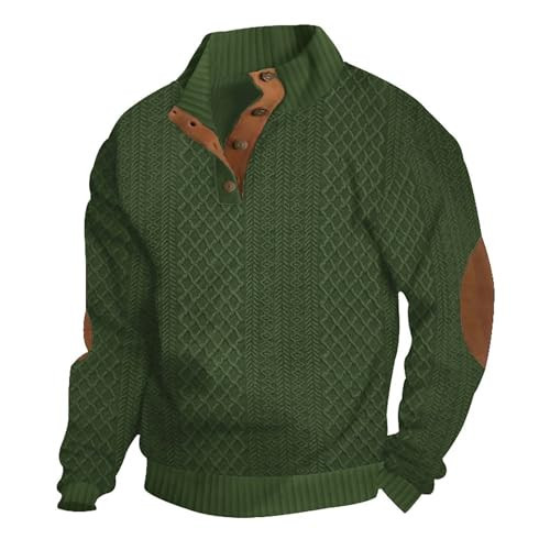 Mens Clothes - Holiday Sweater & Winter Shirts for Men - Long Sleeve, Casual, Trendy, Stand Collar, Button Neck, Loose, Lightweight Sweater & Holiday Dress Shirt (Army Green, XX-Large) | Amazon (US)