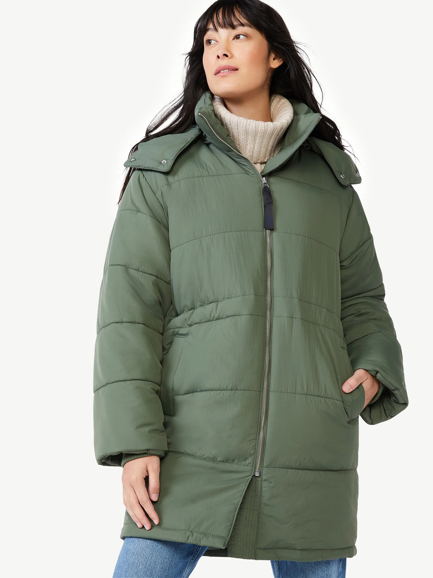 Free Assembly Women's Long Puffer Coat - Walmart.com | Walmart (US)