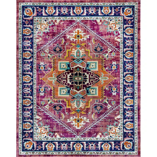 Depew Oriental Purple/Gold/Blue Area Rug | Wayfair North America