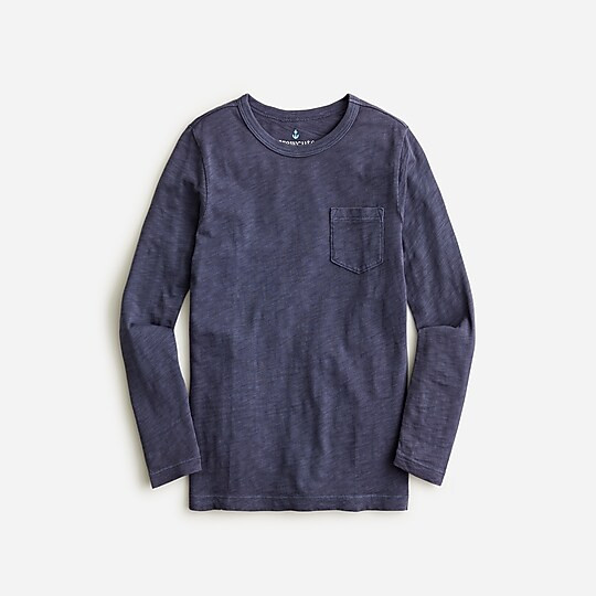 Boys' long-sleeve garment-dyed pocket T-shirt | J. Crew US