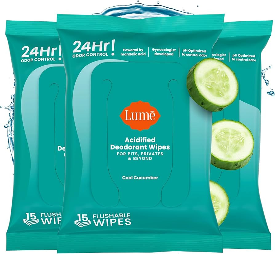 Lume Acidified Deodorant Wipes - 24 Hour Odor Control - Aluminum Free, Baking Soda Free, Skin Lov... | Amazon (US)