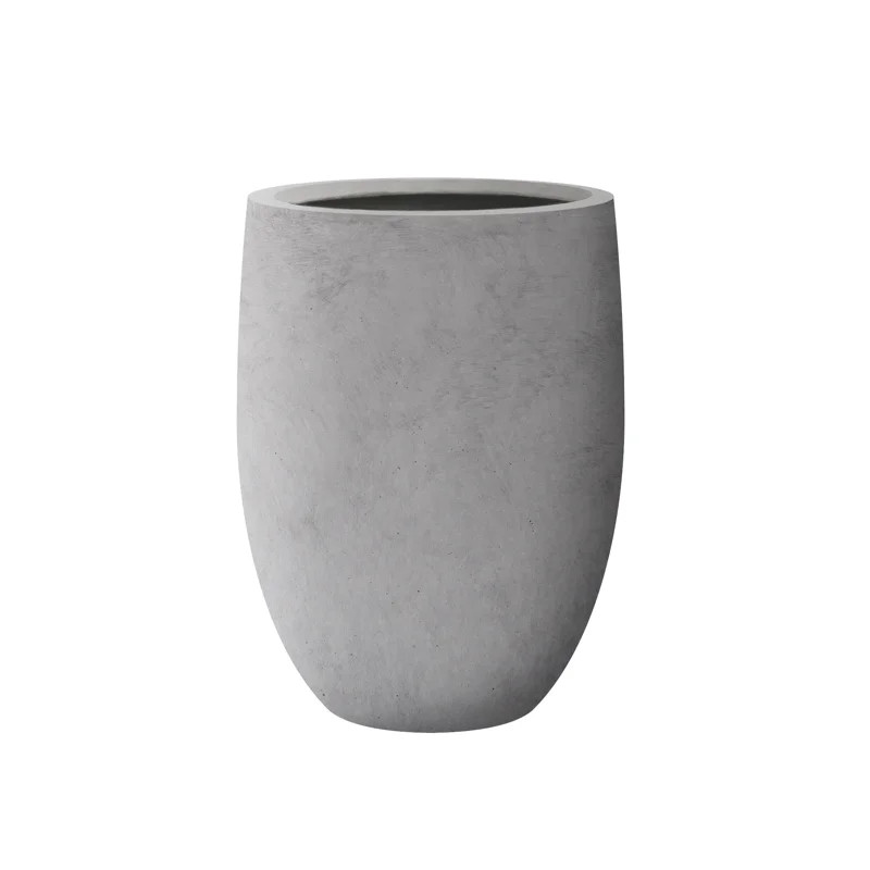 16" W x 21.5" H Concrete Tall Round Flower Planter Handcrafted Gray Large Plant Pots with Drainag... | Wayfair North America