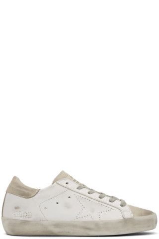 White & Grey Perforated Superstar Sneakers | SSENSE 