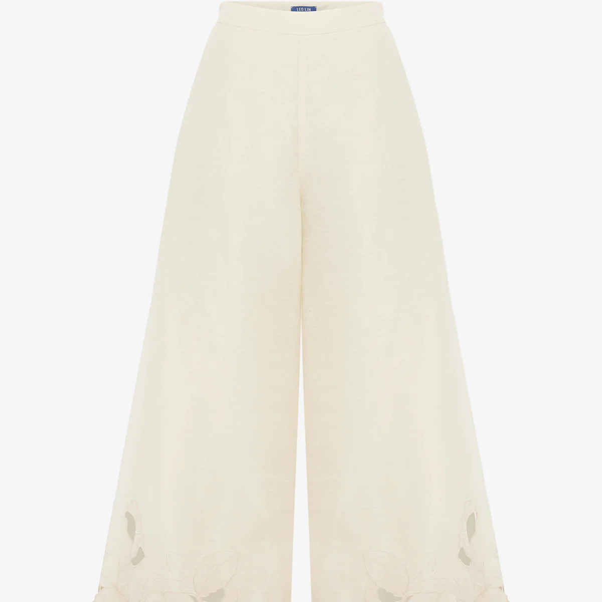 Theodora Linen Appliqué Pants - Vanilla | LEO LIN US