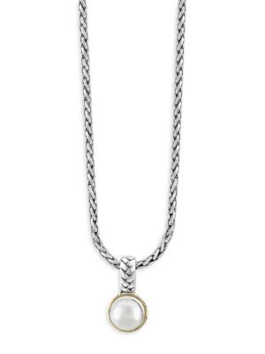 Effy ENY Sterling Silver, 18K Yellow Gold &amp; 10MM Freshwater Pearl Pendant Necklace on SALE | ... | Saks Fifth Avenue OFF 5TH