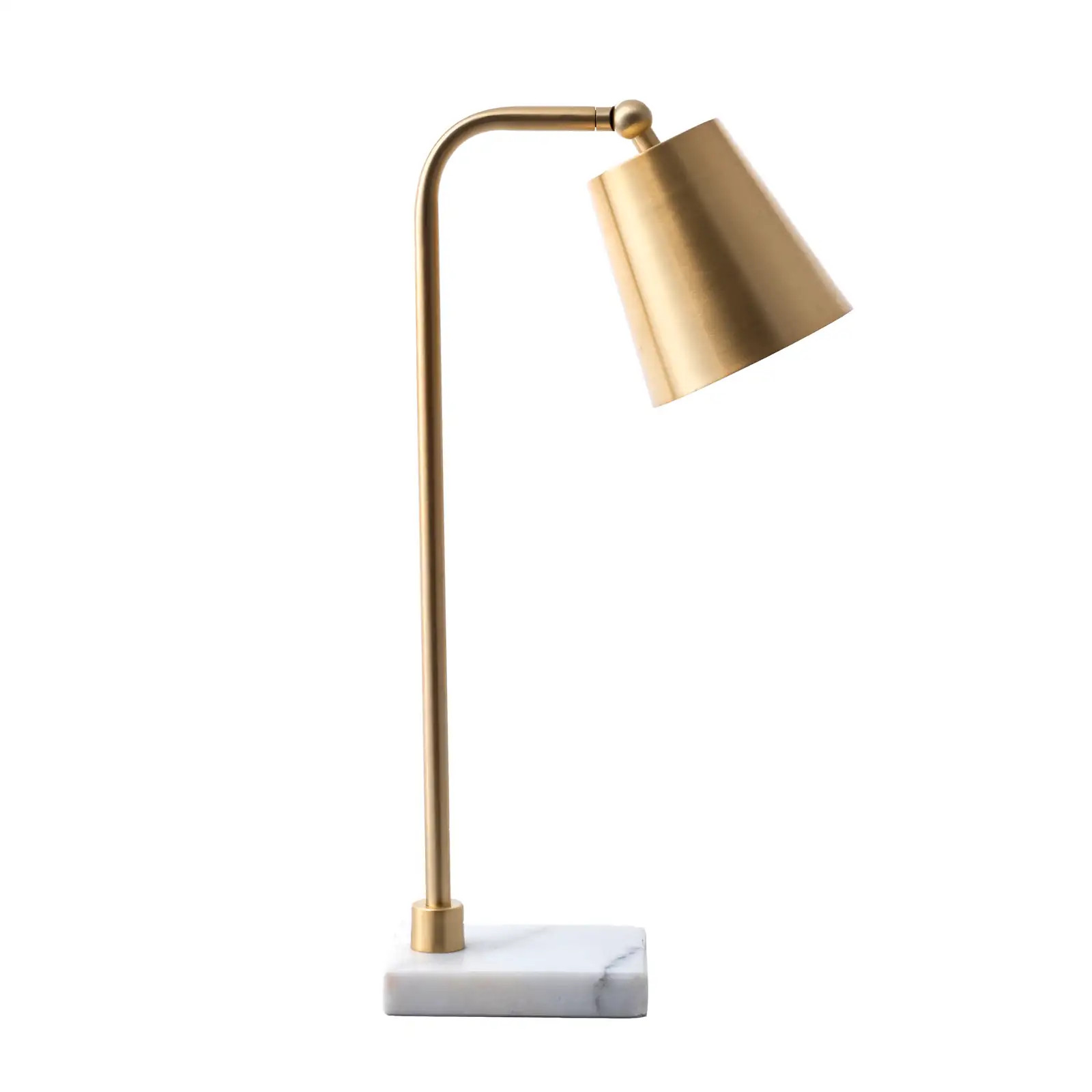 20-inch Hanging Bell on Marble Table Lamp | Brass | Rugs USA