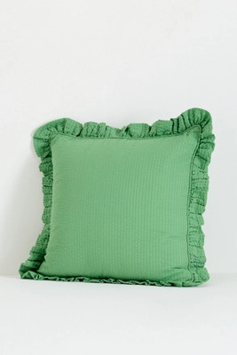 Bridget Cotton Yarn-Dyed Seersucker Ruffle Pillow | Anthropologie (US)
