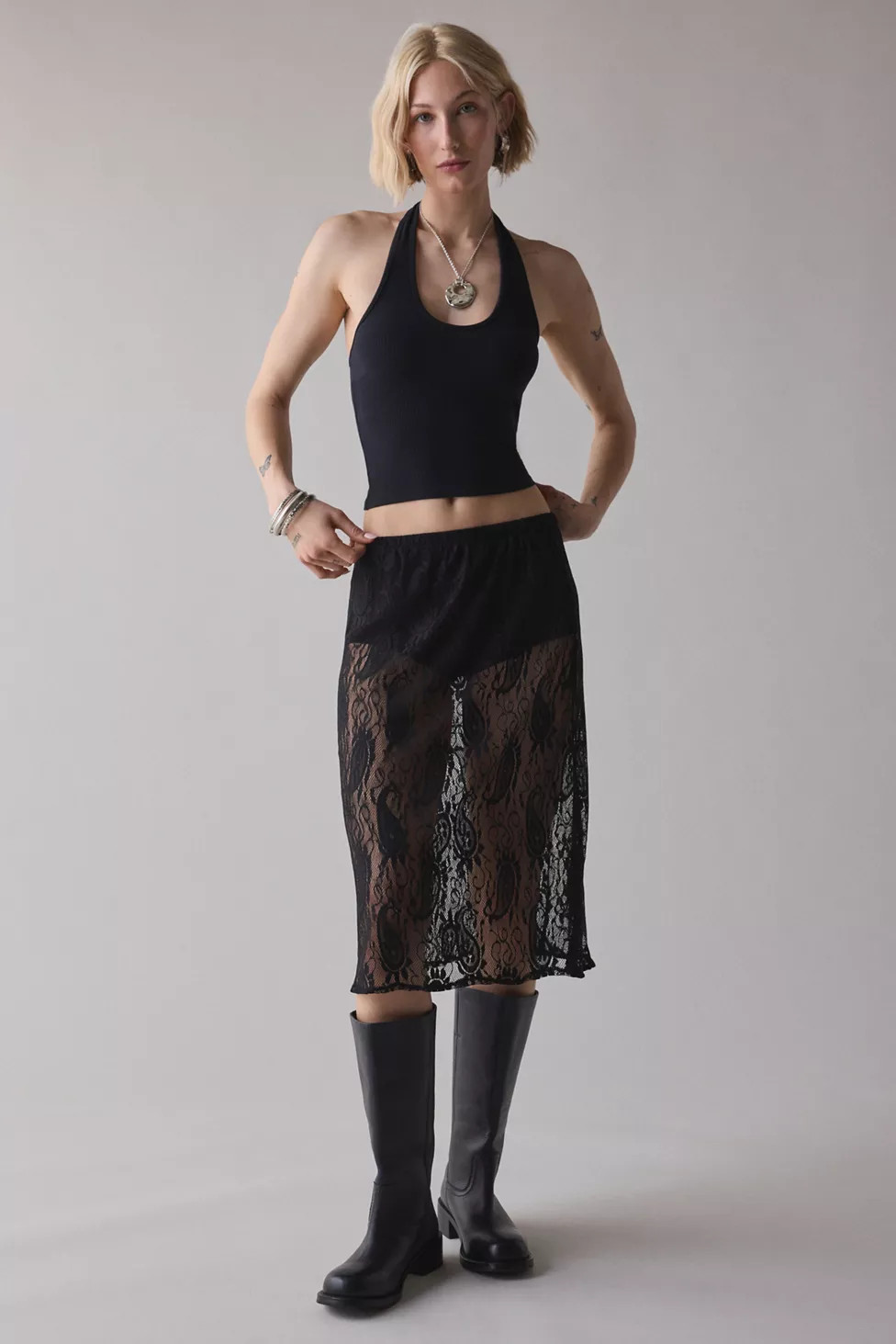 ReMADE By UO Sheer Lace Midi Skirt | Urban Outfitters (US and RoW)