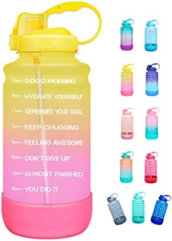 Elvira Half Gallon/64oz Motivational Time Marker Water Bottle with Straw & Protective Silicone Bo... | Amazon (US)