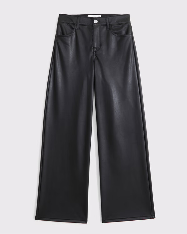 girls vegan leather high rise wide leg pant | girls new arrivals | Abercrombie.com | Abercrombie & Fitch (US)