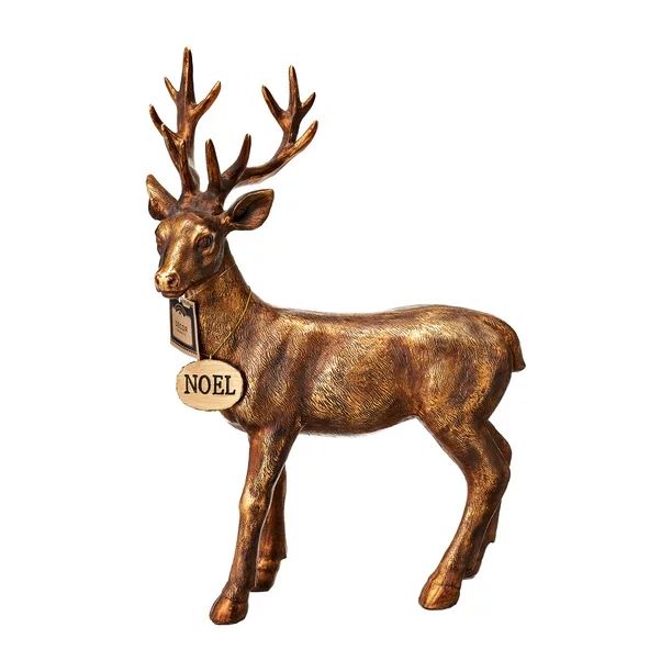Holiday Time,  Home decor , Polyresin Reindeer Tabletop Decor, Gold, 19" | Walmart (US)