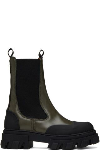 Green Leather Chelsea Boots | SSENSE