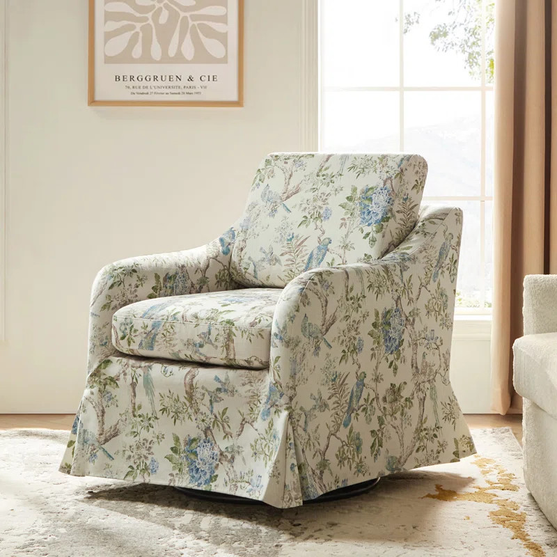 Asman Upholstered Slipcovered Swivel Armchair | Wayfair North America