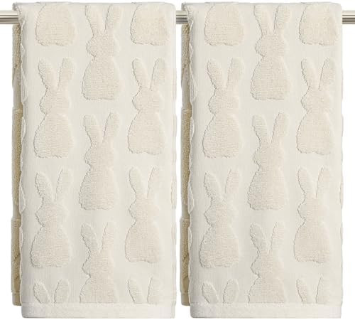 Artoid Mode 2 Pcs Beige 3D Rabbit Jacquard Easter Hand Towels for Bathroom, 100% Cotton Soft Abso... | Amazon (US)