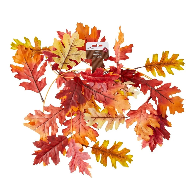 Oak Leaf Garland Decor, Red & Yellow, 6', Fall by Way To Celebrate | Walmart (US)