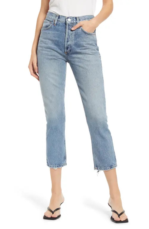 AGOLDE Riley High Waist Crop Jeans in Endless at Nordstrom, Size 30 | Nordstrom