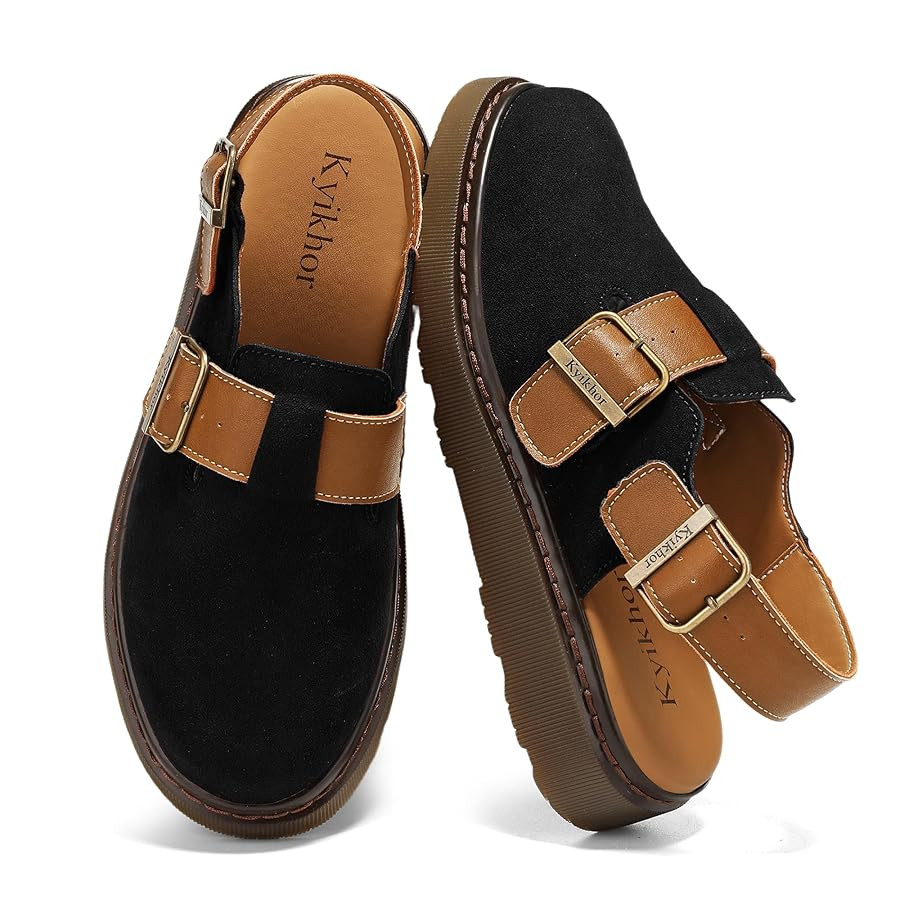 Women's Suede Leather Loafer Slip-Ons|Genuine Suede Clogs for Women|Comfort Footbed Leather Mules... | Amazon (US)