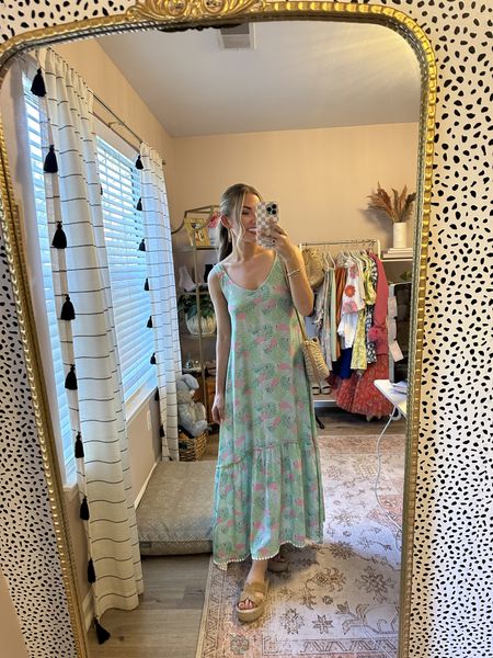 Love the pattern of this dress! It's lightweight and breezy, perfect for spring & summer vacation. I'm wearing a size small, and it has adjustable straps.

Spring outfits
Travel outfit
Country concert outfit
Wedding guest dress
Wedding guest
Country concert
Dress
MoreeWithMo

#LTKwedding #LTKparties #LTKSeasonal