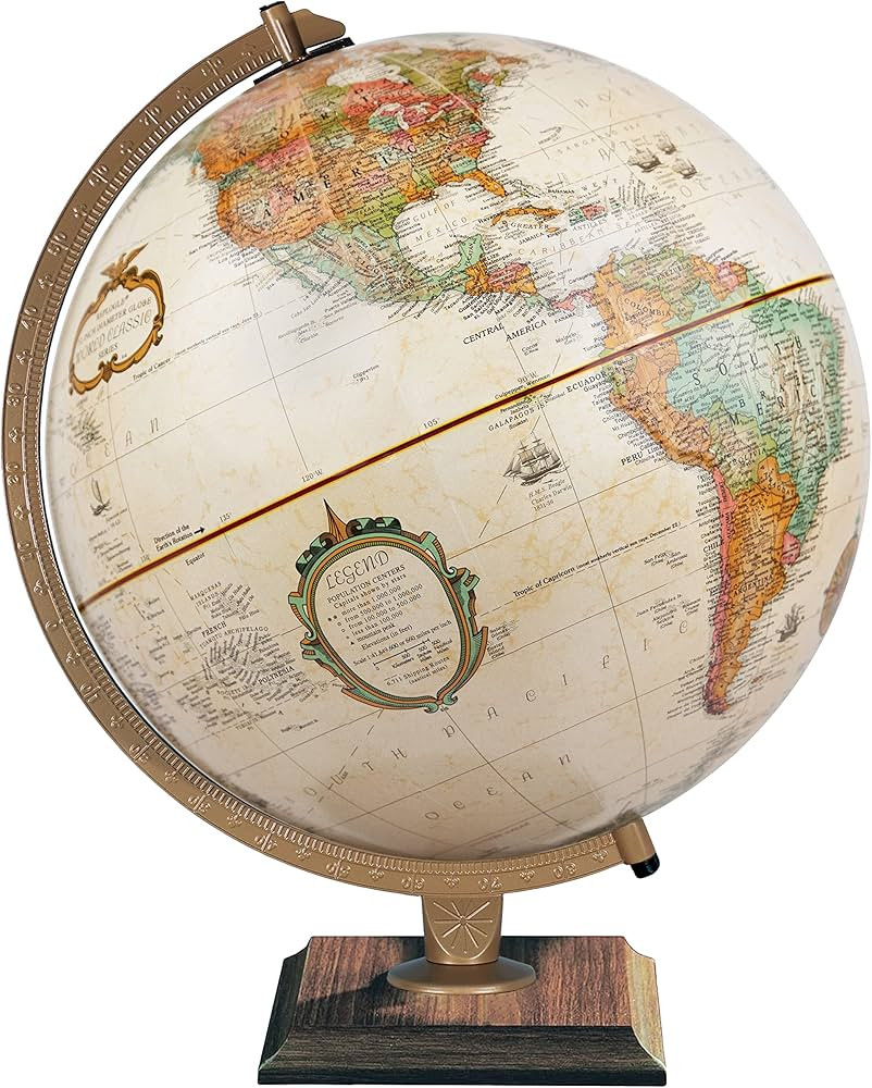 Replogle World Classic Globe, 12" Desktop World Globe For Home or Office Desk Decor, Raised Relie... | Amazon (US)