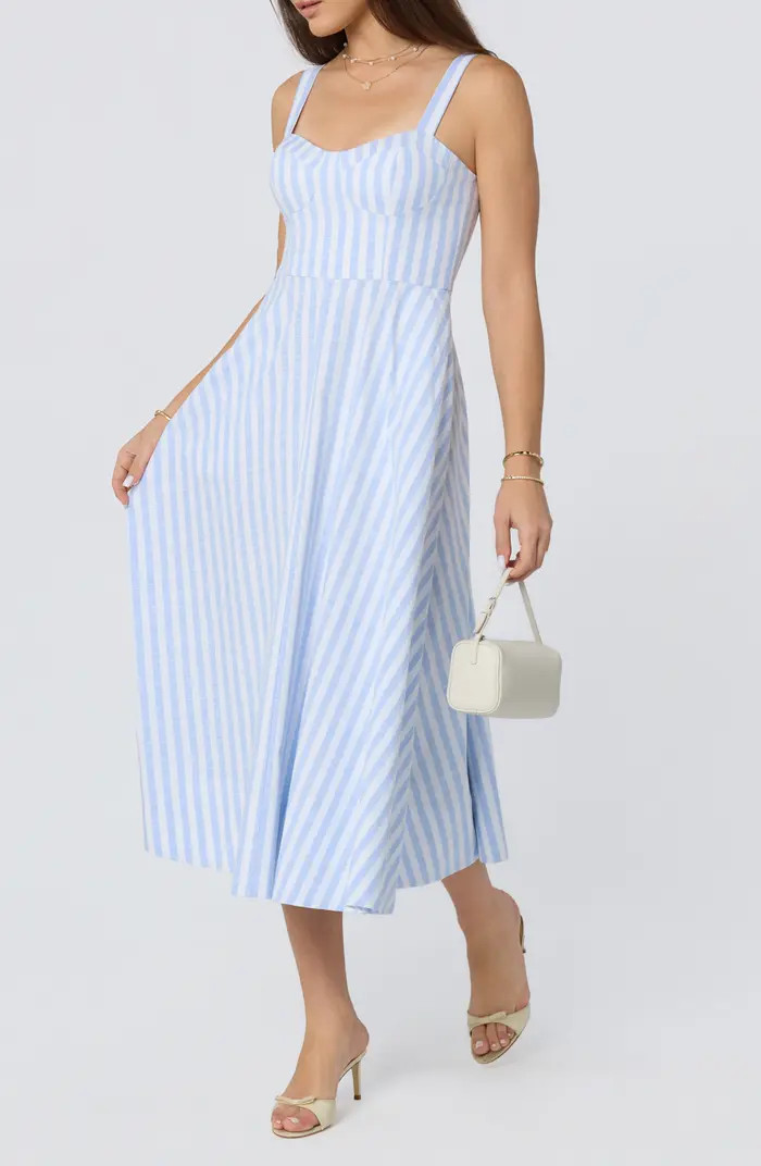 Isabela Stripe Sweetheart Neck Midi Dress | Nordstrom