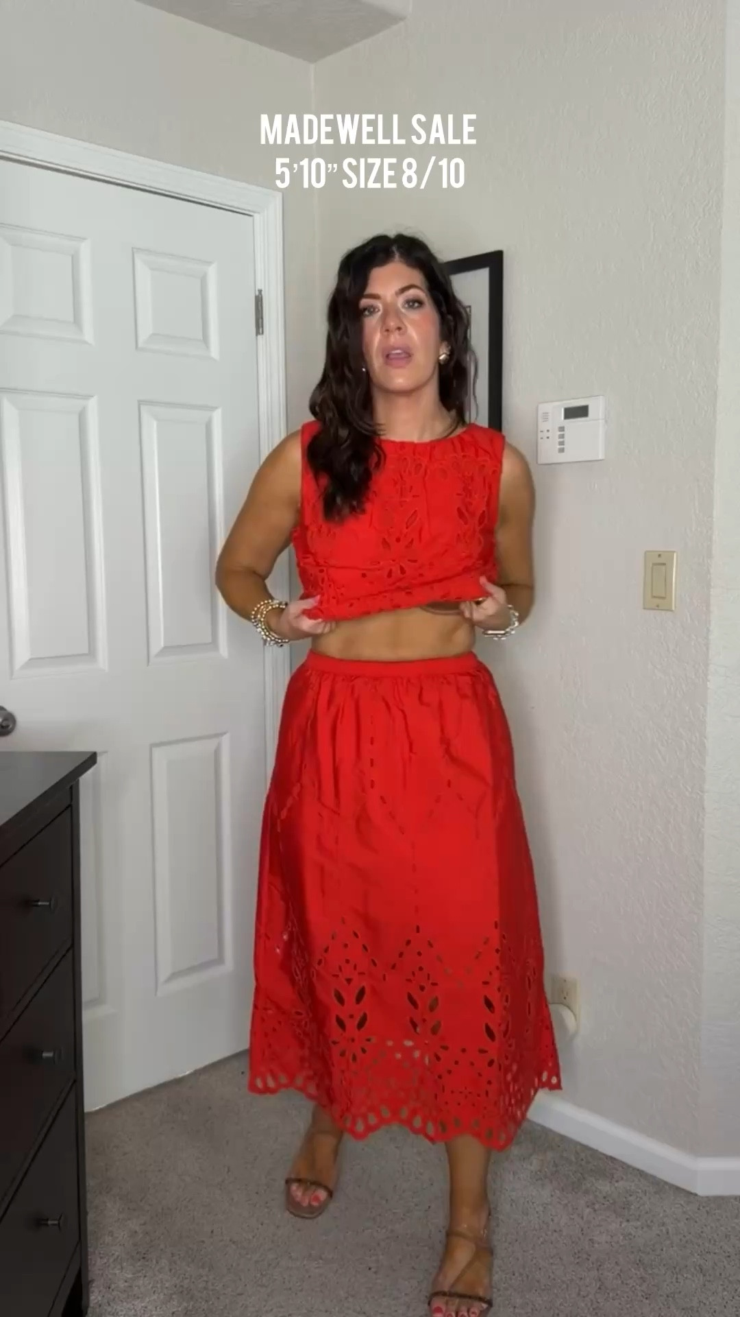 Use code LTK20 Madewell sale, wearing medium in both red set, midi skirt, eyelet detail, lace, vacation outfit, travel, midsize outfit, casual, summer denim, trendy outfit, easy outfit, date night, jeans and a top, white outfit, brown sandals, summer fashion, what to wear, mom outfit

#LTKxMadewell #LTKSaleAlert #LTKOver40
