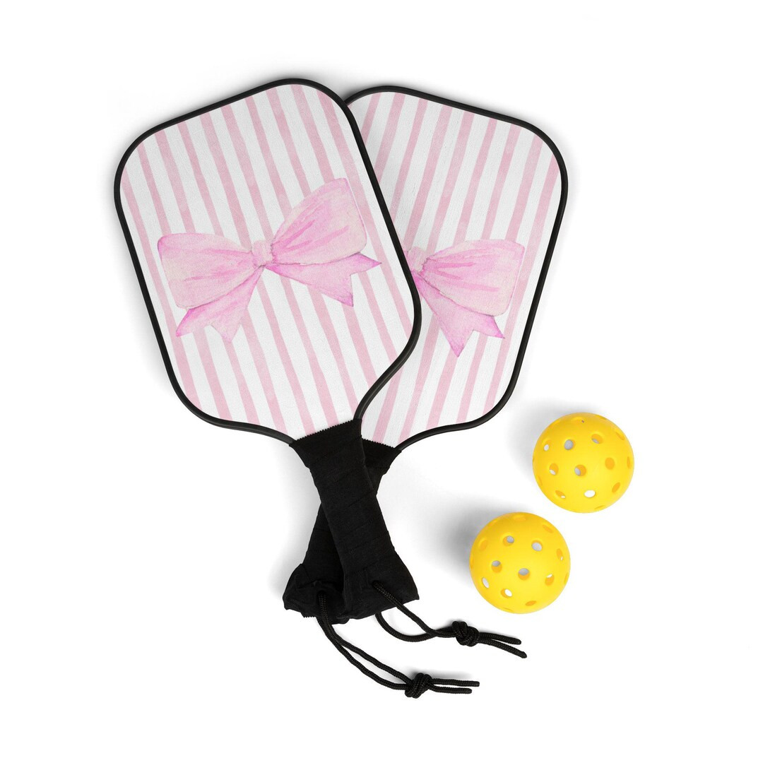 Pink Stripe and Bow Pickleball Kit - Etsy | Etsy (US)