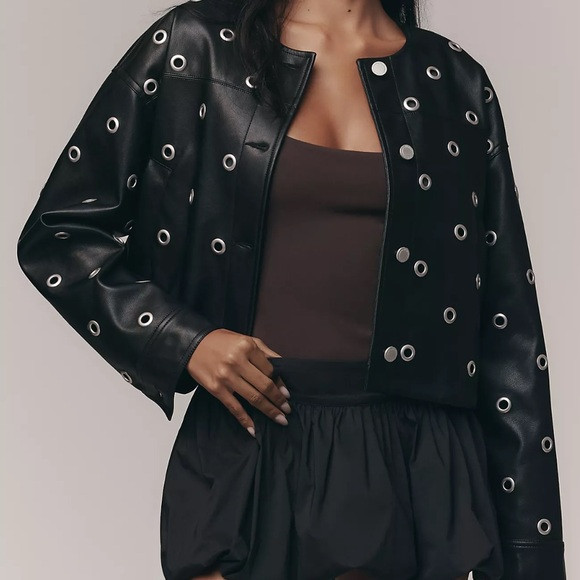 NWT BLANKNYC Faux Leather Grommet Jacket Anthropologie Size Large | Poshmark