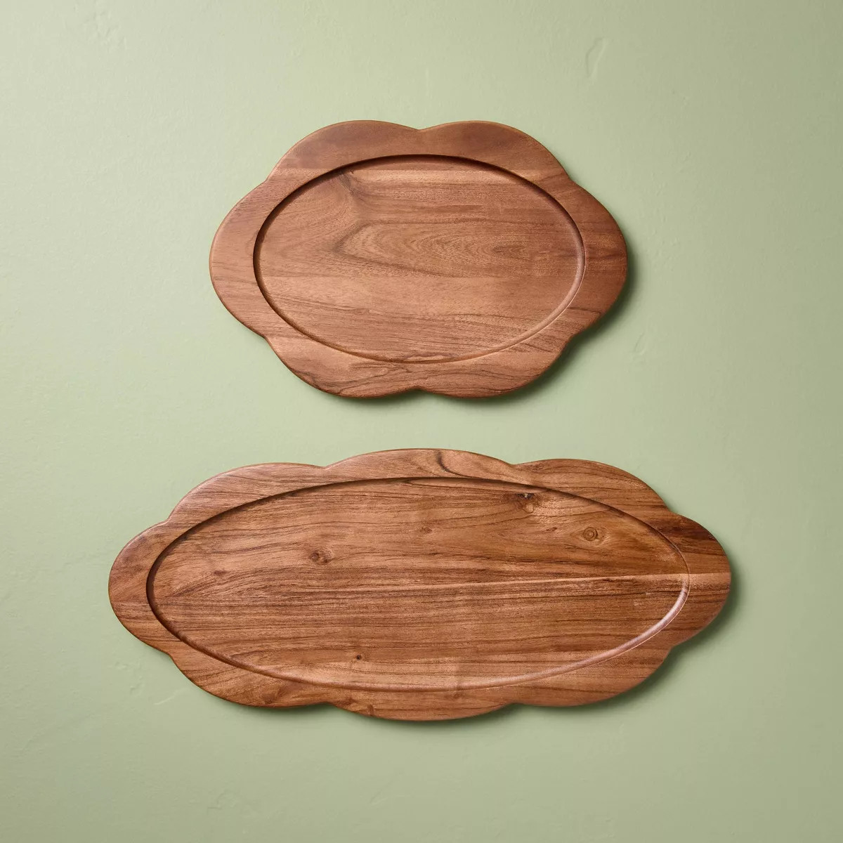 12" Small Wood Scallop Oval Tray - Hearth & Hand™ with Magnolia | Target