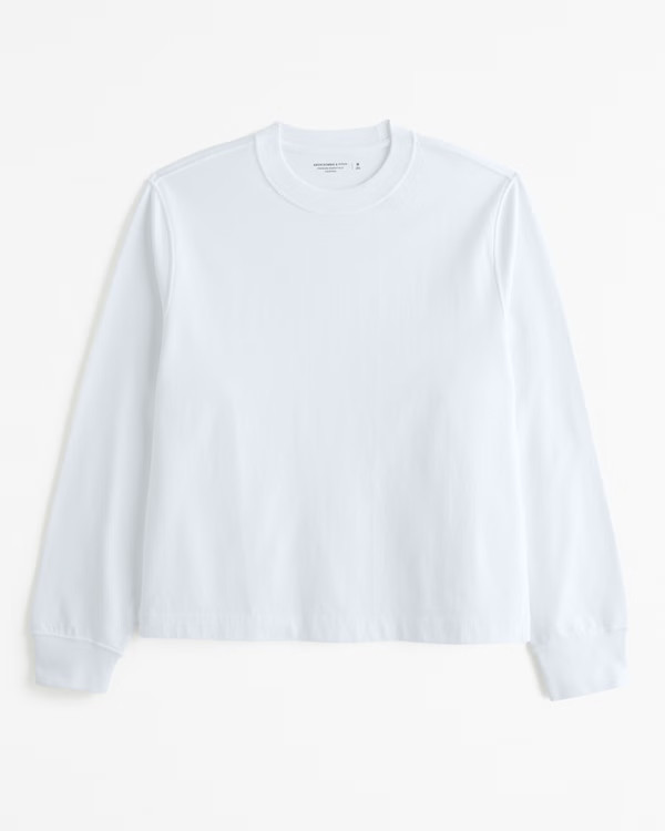 Long-Sleeve Premium Heavyweight Cropped Tee | Abercrombie & Fitch (US)