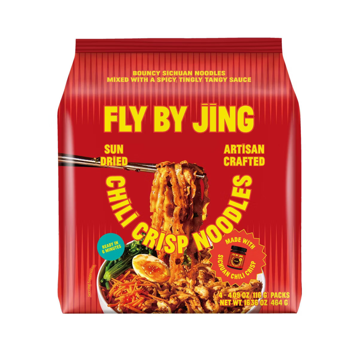FLY BY JING Chili Crisp Sun Dried Vegan Sichuan Noodles - 16.36oz/4ct | Target